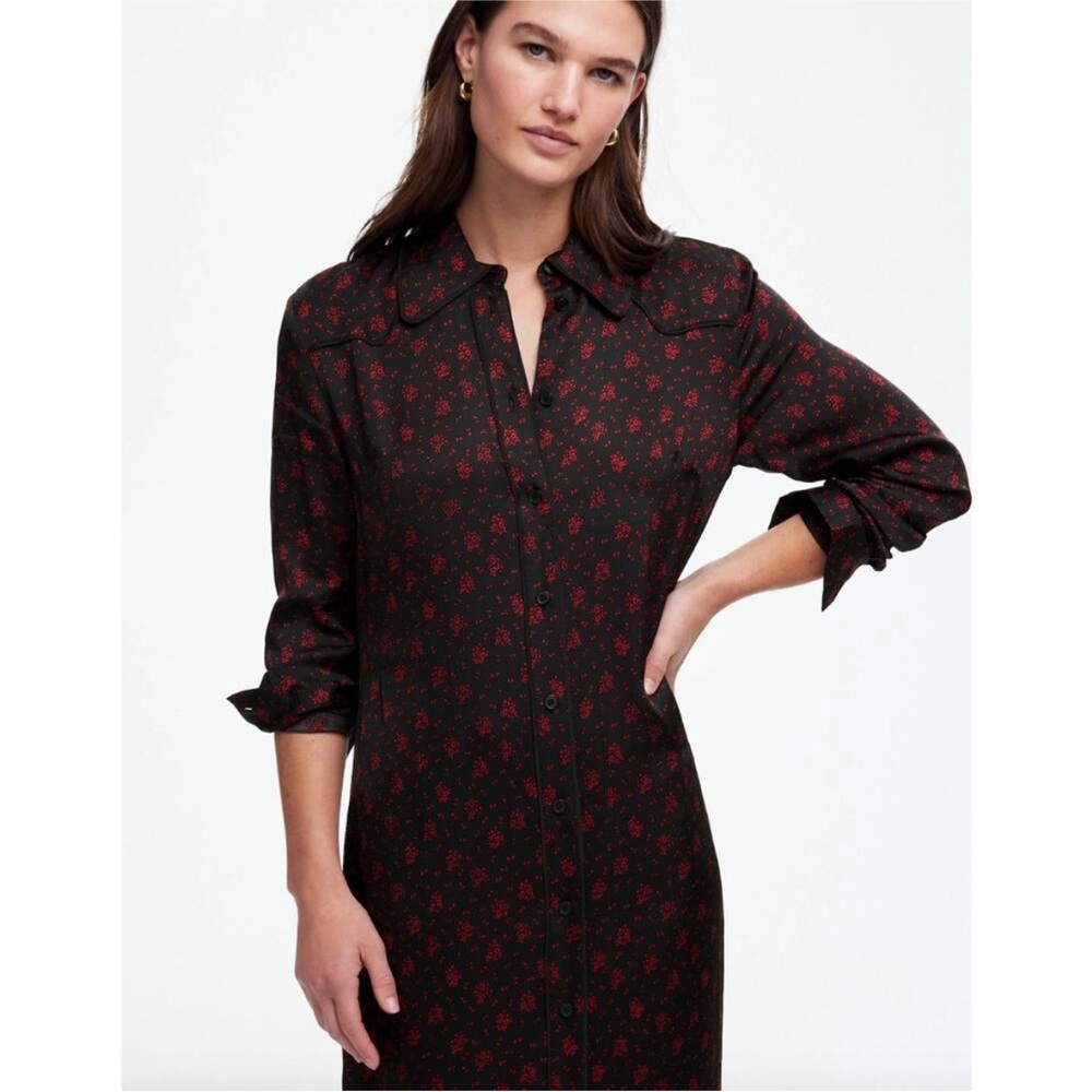 Madewell Button-Front Midi Shirtdress in Floral NT371  Size 6 $158 Retail